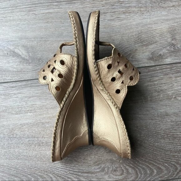 Clarks Artisan Perforated Leather Wedge Sandals - Picture 11 of 15